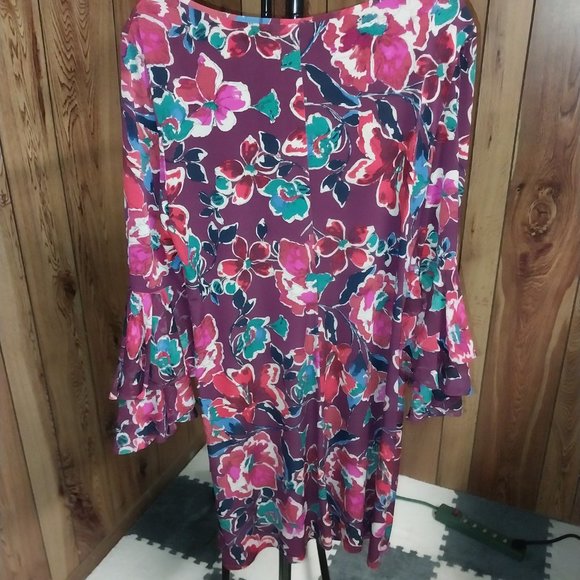 1567 - NWOT Roz & Ali Floral Flowy Mini Dress (XL) - Picture 4 of 4